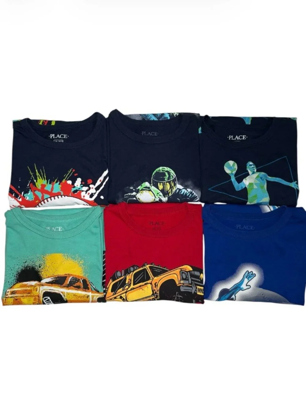 Set of 6 The Children's Place Boys Short Sleeve Graphic T-Shirts Size L(10/12)